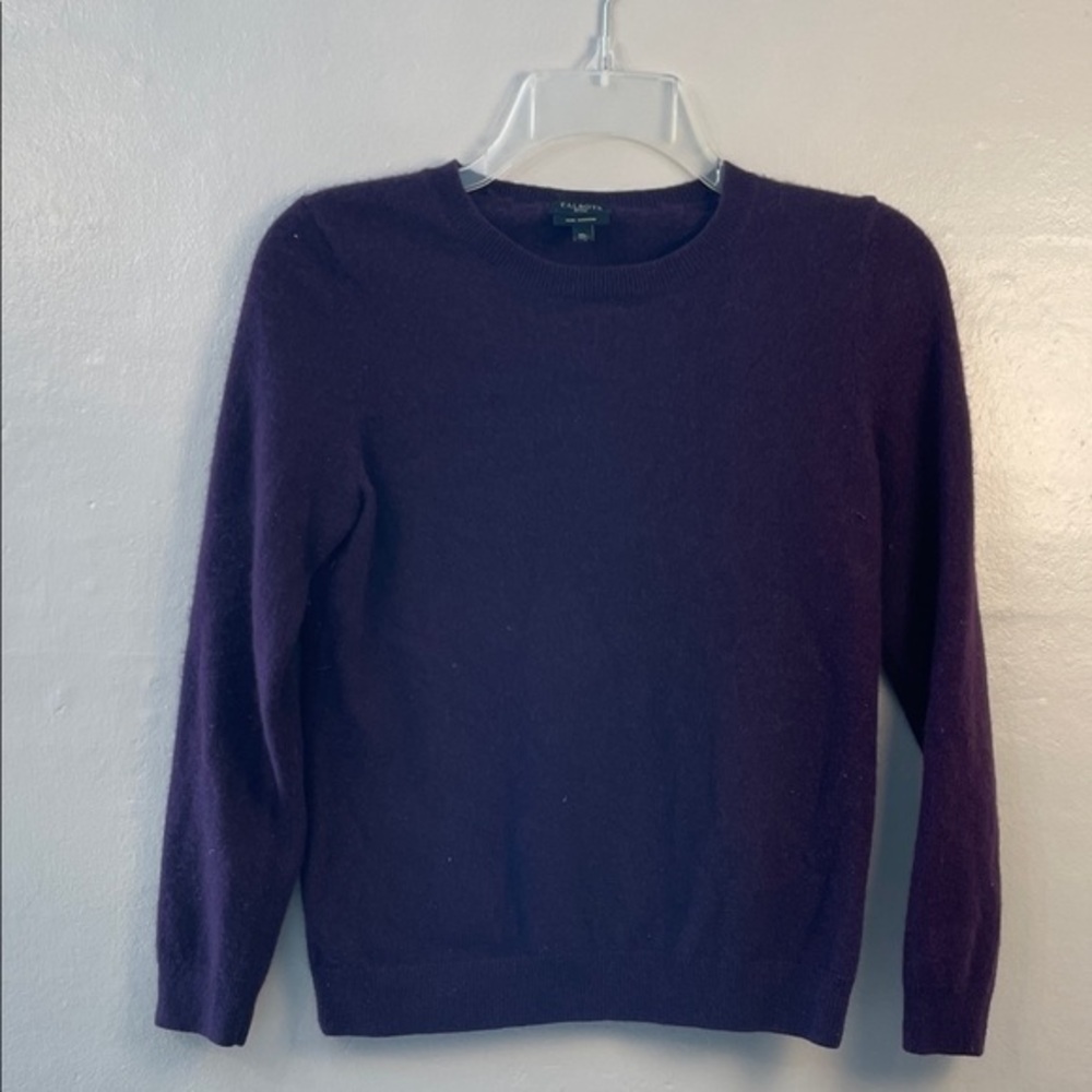Talbots Deep Purple Crew Neck Sweater pure cashmere medium petite